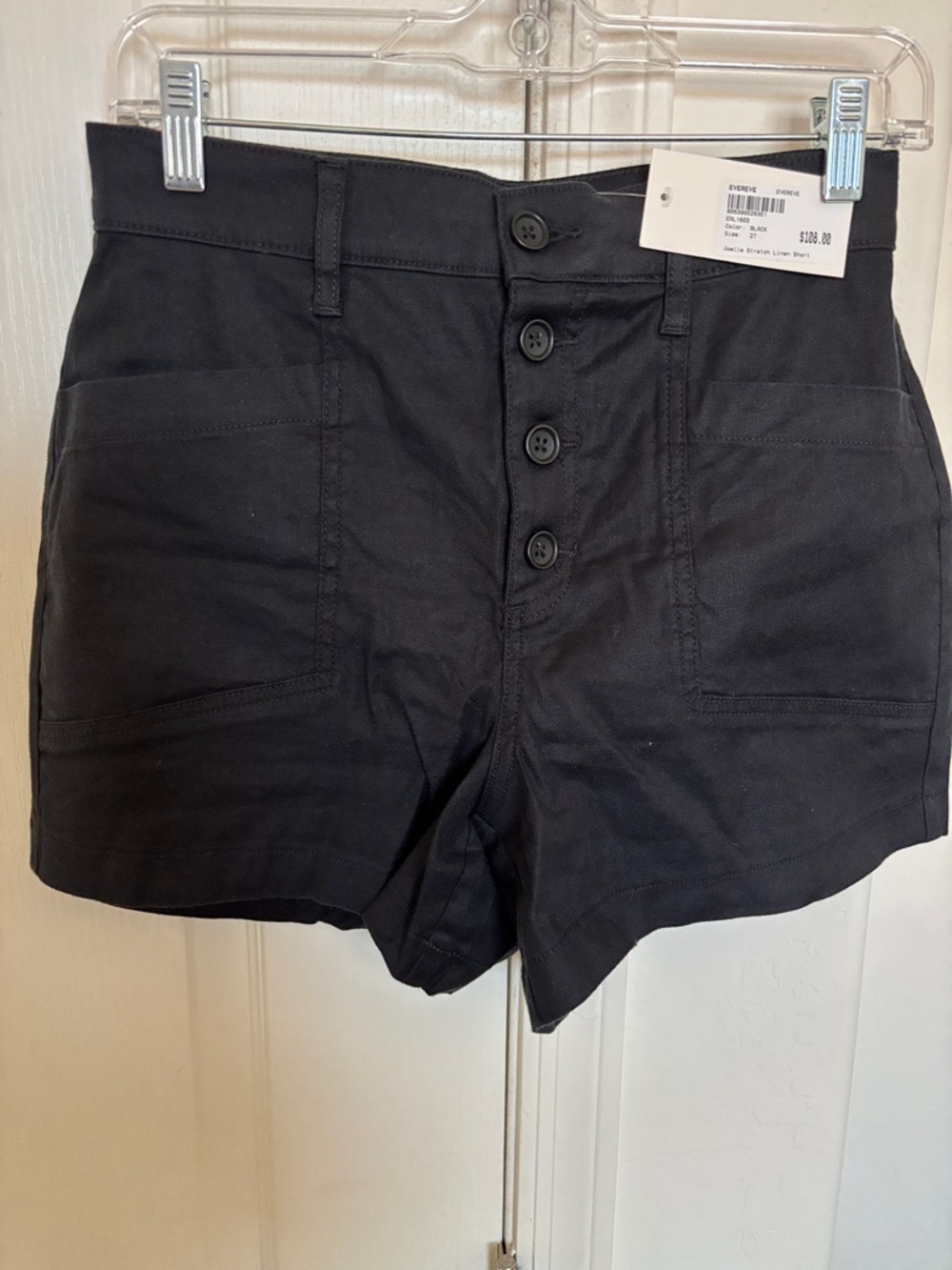 Evereve Black High-Waist Button-Front Women’s Shorts